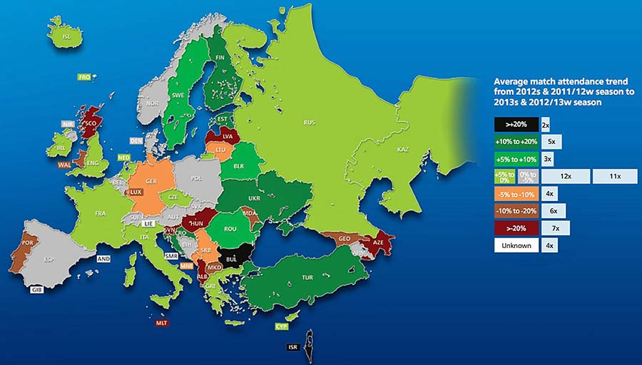 european soccer attendance map